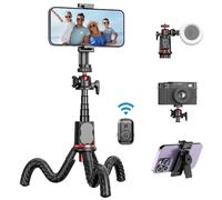 Trépied pour Téléphone Portable, Extensible Trépied Flexible pour Appareil Photo avec Télécommande Rotatif à 360° Mini Trépied Portable avec Vis 1/4'' pour iPhone/Android/Gopro/Caméra