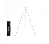 Trépied réglable pour feu de camp 105 cm en aluminium pour cocotte et casserole - Grille de barbecue portable d'extérieur avec sac de transport (argenté)