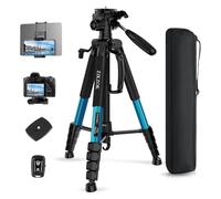 Trépied Robuste de 190,5 cm avec télécommande Bluetooth - Charge maximale de 6,8 kg - Trépied de Voyage en Aluminium pour Appareil Photo Reflex numérique/téléphone/Tablette/projecteur, tête