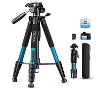 Trépied robuste de 190,5 cm avec télécommande Bluetooth - Charge maximale de 6,8 kg - Trépied de voyage en aluminium pour appareil photo reflex numérique/téléphone/tablette/projecteur, tête