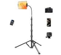 Trépied robuste de 205,7 cm de haut avec télécommande et col de cygne flexible, support de tablette réglable pour iPad mini/Air/Pro, Kindle, iPhone