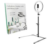 Trépied rotatif pour téléphone et appareil photo avec filetage universel 1/4" pour projecteurs appareils de streaming et accessoires mobiles. Support trépied de téléphone avec support LED