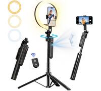 Trépied Rotation à 360° de Suivi Automatique du Visage Avec Anneau Lumineux, 180CM Perche à Selfie Avec Télécommande,(3 Couleurs)