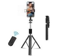 Trépied selfie MARSEE 170 cm avec lumière LED d'appoint détachable et télécommande sans fil Rotation 360°, inclinaison 180° Noir