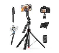 Trépied Selfie Stick avec Suivi du Visage 360° AI par MMOBIEL - Contrôle Gestuel, Télécommande Snap-Out, Bluetooth 5.4, Perche Extensible 1,76m, Trépied Auto-Ouverture pour iPhone, Android, GoPro