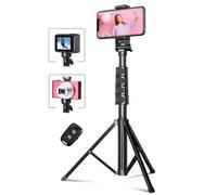 Trépied Smartphone, 160cm Extensible Perche a Selfie Trepied Aluminium avec Télécommande Bluetooth Compatible avec iPhone
