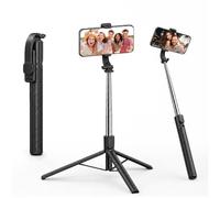 Trépied Smartphone 170cm, trépied téléphone Portable Extensible avec Telecommande Bluetooth sans Fil, Selfie Stick Pied Telephone Portable Rotation 360 pour iPhone, Samsung, GoPro, Camera - Noir