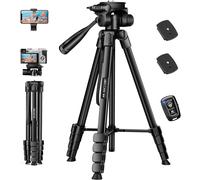Trepied Smartphone à Col de Cygne 172cm, Trépied Téléphoneavec Télécomma, Extensible Trepied Appareil Photo en Aluminium Pliable, Trepied Léger avec Support Telephone pour iPhone/Android