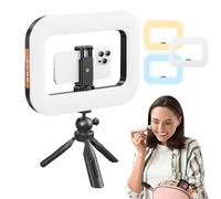 Trépied Smartphone avec Anneau LED 29,5cm - Lampe Selfie Rechargeable 3 Modes | Support Vidéo 400mAh ABS Aluminium | Stabilisateur Portable pour Maquillage Voyage Travail Streaming