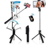 Trépied Smartphone - avec Télécommande Bluetooth - Smartphones de 58 à 100 MM - Extensible de 19 à 70 CM - Plastique - Noir