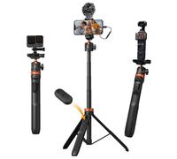 Trépied smartphone K&F Concept MS27 175 cm + perche selfie avec télécommande, 2-en-1 pour DJI Osmo Pocket 3, Insta360 X5/X4, GoPro