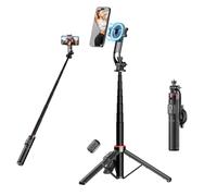 Trepied Smartphone Magnétique, Rollei Easy Creator MagPod Magsafe Perche à Selfie 130cm Extensible en Alu Rotation 360° avec Télécommande pour iPhone Samsung, Trépied-Smartphone-Magnétique-Selfiestick