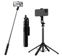 Trepied Smartphone, STRBDYI Selfie Stick Quad Trépied avec télécommande Bluetooth, Extensible Perche a Selfie Trepied Aluminium à Rotation à 360 °, Compatible avec Gopro, iPhone, Samsung, Xiaomi