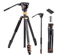 Trépied Vidéo, Refoni A245P Trépied pour caméra Monopode, 190cm trépied en Aluminium avec Tête Fluide pour DSLR, caméscopes, Capacité de Charge 6 Kg