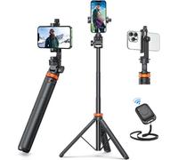 Trépied Vimose pour Smartphone, 158cm Extensible avec télécommande, pour iPhone/Samsung, en Aluminium Noir Carbon Inferno Mix