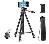 Trépieds pour appareil photo, 132 cm, réglable pour téléphones, en aluminium, léger, portable, avec support de téléphone et déclencheur à distance sans fil, trépied pour téléphones/appareil