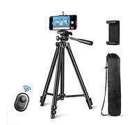 Trépieds pour appareil photo, 132 cm, réglable pour téléphones, en aluminium, léger, portable, avec support de téléphone et déclencheur à distance sans fil, trépied pour téléphones/appareil