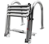 TREPPE Escabeau de bateau à 4 marches pliable en acier inoxydable avec échelle télescopique d'entrée arrière marine, capacité de 200 kg