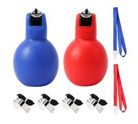 TREQIVO Lot de 6 Sifflets, 2 Sifflets à Main et 4 Sifflets de Sport en Acier Inoxydable avec Cordons, pour Entraîneurs, Arbitres, Sport Scolaire, Football, Basketball et Dressage Canin