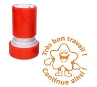 Très bon travail !/Continue ainsi ! Tampon Auto-Encreur Enseignant, Orange 22mm Re-éncrable