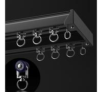 Très Épais Rail de Rideau Double Rail Conjoint de Plafond Lourd Rail de Rideau pour Séparation de Pièces,Alliage D'aluminium Tringle à Rideau(Black-C,3.6ft/110cm)