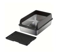 Très Grand bac à litière for Chat en Acier Inoxydable | Avec couvercle - Tapis de litière for chat LitterPan fermé(Black 50CM)