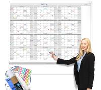 Très grand calendrier mural annuel effaçable à sec, 139,7 x 160 cm, laminé, 12 mois, planificateur annuel familial, non daté et réutilisable