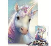 Très Joli Puzzle Licorne pour Adolescents, 1000 pièces, améliore la mémoire, Distraction Douce, découpe Laser, Cadeau attentionné (50x75cm)