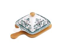 Très pratique Beurrier en céramique, beurrier, plat à collation avec couvercle, petit plat, assiette pour Conserver(Green)
