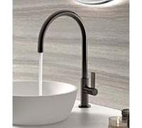 Tres Project-tres mitigeur lavabo 21190401NM levier latéral, bec rond, sans garniture de vidange , noir mat