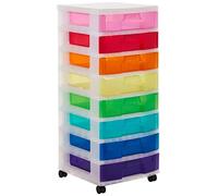 Très utile Tour de rangement pour scrapbooking 8 x 9 litres - couleurs arc-en-ciel - 395 x 420 x 905 mm