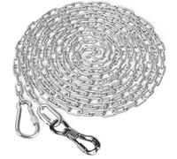 Tresbro Chaînes robustes pour chien pour l'extérieur, câble d'attache en acier inoxydable de 10,2 m avec crochet pivotant pour chiens de grande et moyenne taille, laisse en métal anti-mastication pour
