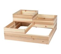 Tresice france Carre Potager en Bois Naturel 4 bacs en Bois 80X80XH37,5CM