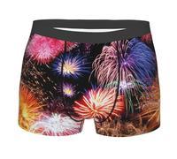 TRESILA Caleçon boxeur bleu et doré pour homme, respirant et confortable, extensible, tissu doux, sous-vêtements quotidiens pour homme, Magnifique feu d'artifice., L