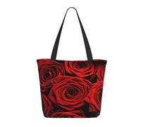 TRESILA Sac fourre-tout pour femme, sac de plage avec fermeture éclair, sac à main décontracté, sac à bandoulière pour le shopping, le travail, les voyages d'affaires, le baseball, Roses rouges,
