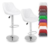 TRESKO Set de 2 tabourets de Bar Blanc, Hauteur réglable et Rotation à 360° (60-80cm)