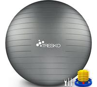 TRESKO® Ballon de Gymnastique | Anti-éclatement | Boule d'assise | Balle de Yoga | Balles d'exercices Fitness | 300 kg | avec Pompe à air | Gris | 85cm