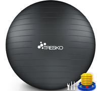 TRESKO® Ballon de Gymnastique | Anti-éclatement | Boule d'assise | Balle de Yoga | Balles d'exercices Fitness | 300 kg | avec Pompe à air, Anthracite, 85cm