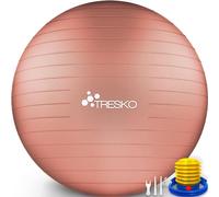 TRESKO® Ballon de Gymnastique | Anti-éclatement | Boule d'assise | Balle de Yoga | Balles d'exercices Fitness | 300 kg | avec Pompe à air, Rose Corail, 75cm