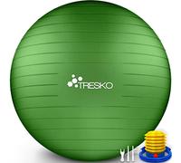 TRESKO® Ballon de Gymnastique | Anti-éclatement | Boule d'assise | Balle de Yoga | Balles d'exercices Fitness | 300 kg | avec Pompe à air | Verte | 75cm