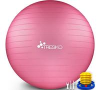 TRESKO® Ballon de Gymnastique | Anti-éclatement | Boule d'assise | Balle de Yoga | Balles d'exercices Fitness | 300 kg | avec Pompe à air | Rose | 55cm