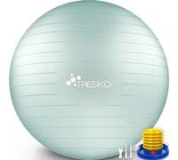 TRESKO® Ballon de Gymnastique | Anti-éclatement | Boule d'assise | Balle de Yoga | Balles d'exercices Fitness | 300 kg | avec Pompe à air, Vert Menthe, 85cm