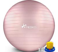 TRESKO® Ballon de Gymnastique | Anti-éclatement | Boule d'assise | Balle de Yoga | Balles d'exercices Fitness | 300 kg | avec Pompe à air (Rose-Gold, 75cm)