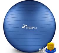 TRESKO® Ballon de Gymnastique | Anti-éclatement | Boule d'assise | Balle de Yoga | Balles d'exercices Fitness | 300 kg | avec Pompe à air (Indigo Blue, 75cm)