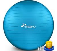TRESKO® Ballon de Gymnastique | Anti-éclatement | Boule d'assise | Balle de Yoga | Balles d'exercices Fitness | 300 kg | avec Pompe à air | Bleu | 75cm
