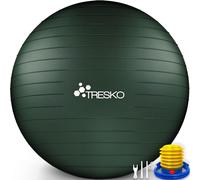 TRESKO® Ballon de Gymnastique | Anti-éclatement | Boule d'assise | Balle de Yoga | Balles d'exercices Fitness | 300 kg | avec Pompe à air, Vert émeraude, 85cm