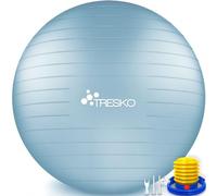 TRESKO® Ballon de Gymnastique | Anti-éclatement | Boule d'assise | Balle de Yoga | Balles d'exercices Fitness | 300 kg | avec Pompe à air, Bleu Ciel, 75cm