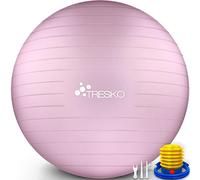 TRESKO® Ballon de Gymnastique | Anti-éclatement | Boule d'assise | Balle de Yoga | Balles d'exercices Fitness | 300 kg | avec Pompe à air (Princess-Pink, 55cm)