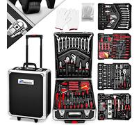 TRESKO Boite à Outils 1400 pièces en Chrome Vanadium | avec mallette en aluminium et poignée télescopique (Noir)