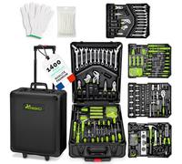 TRESKO Boite à Outils 949 pièces en Chrome Vanadium | avec mallette en aluminium et poignée télescopique (Vert)